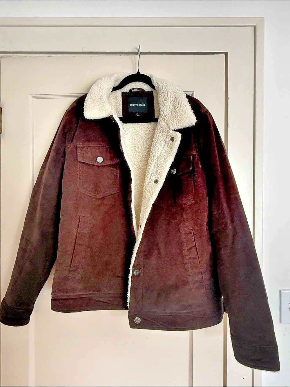 Men’s Lucky Brand Corduroy Sherpa Trucker Jacket Brown Large